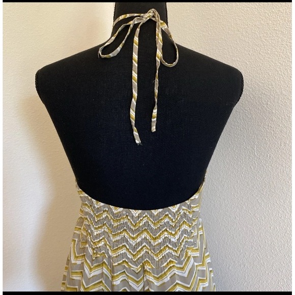 VTG Y2K Ecko Red UNLTD Dress L Halter Tank Tan Mustard Boho Beachy Babydoll Mini - Picture 6 of 15